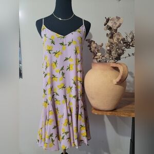 Yumi Kim Lavender Lemon Print Dress Whimsy Preppy Cottage Tomatogirl Sz S